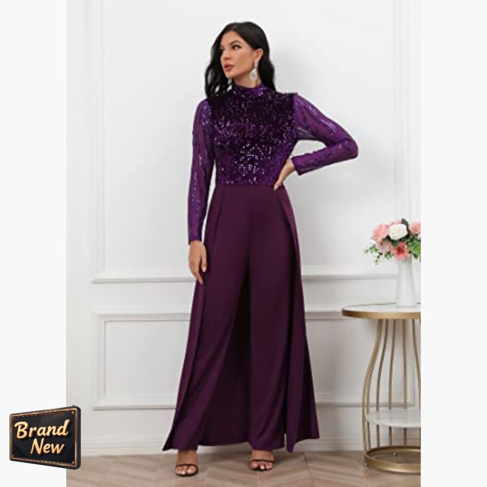 Sequined Patchwork Jumpsuit High Waist Romper Wom… - image 2